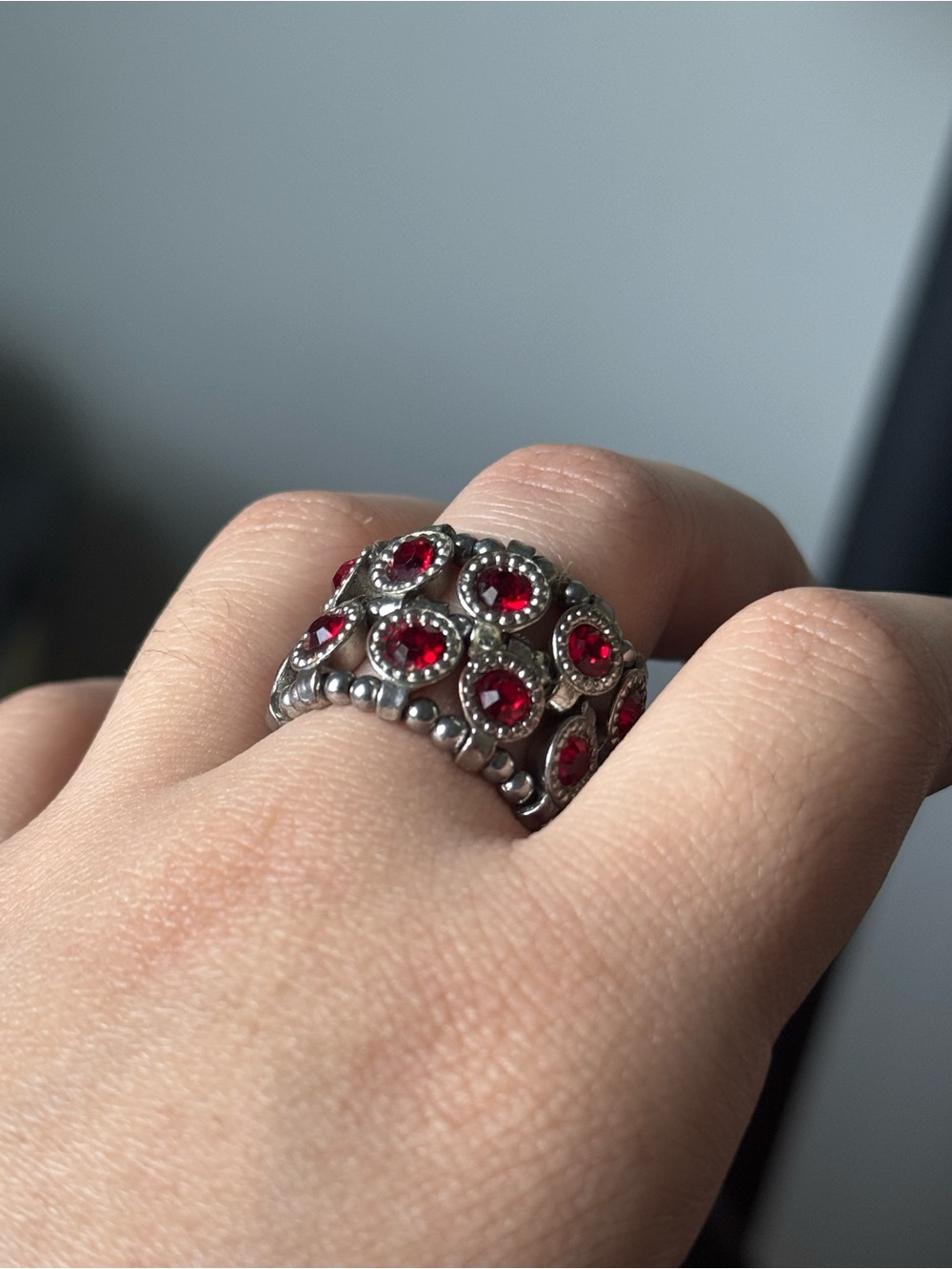 Red and silver ring